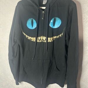 Disney Alice in Wonderland Cheshire Cat Zip Up Black Hoodie Men’s Size Large